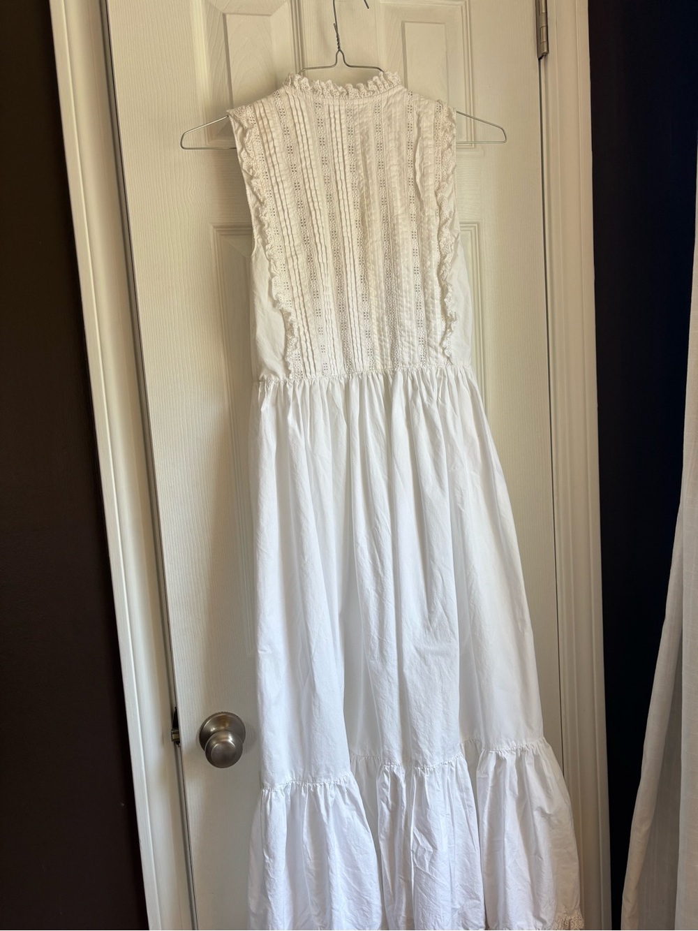 Doen White Ruffled Button-Front Midi Dress - Picture 10 of 11